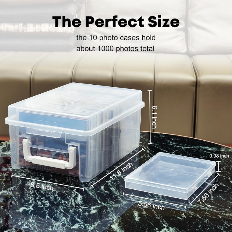 A-Link Photo Storage Box 5 x 7 In Photo Case, 10 Inner Large Photo Keeper, Clear Photo Storage Container, Seed Craft Cards Pictures Organizer, Plastic Office Organizer with 1 Label Sticker - Image 2